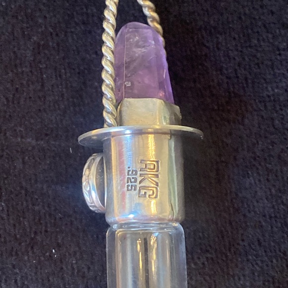 ROADKILL GEMS Sterling Silver Twisted Classic-Amethyst+Opal Rollerball Necklace - Picture 2 of 4